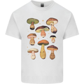 Mushroom Faces Foraging Mycology Mens Cotton T-Shirt Tee Top White