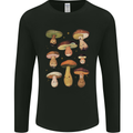 Mushroom Faces Foraging Mycology Mens Long Sleeve T-Shirt Black