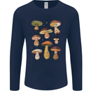 Mushroom Faces Foraging Mycology Mens Long Sleeve T-Shirt Navy Blue