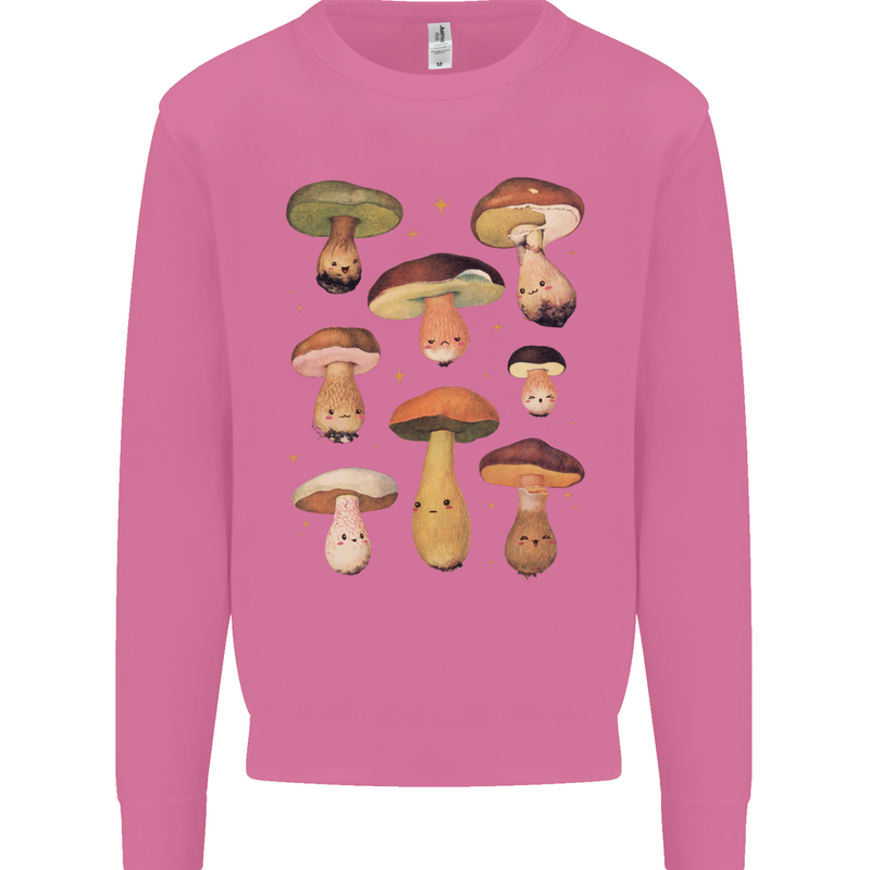 Mushroom Faces Foraging Mycology Mens Sweatshirt Jumper Azalea