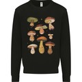 Mushroom Faces Foraging Mycology Mens Sweatshirt Jumper Black