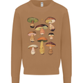 Mushroom Faces Foraging Mycology Mens Sweatshirt Jumper Caramel Latte