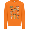 Mushroom Faces Foraging Mycology Mens Sweatshirt Jumper Orange