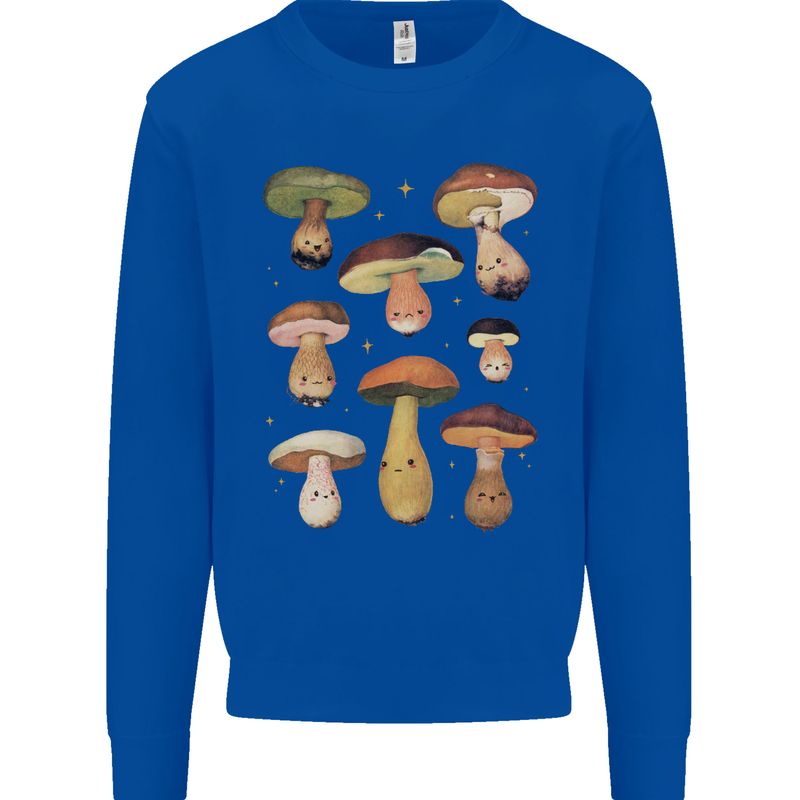 Mushroom Faces Foraging Mycology Mens Sweatshirt Jumper Royal Blue