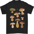 Mushroom Faces Foraging Mycology Mens T-Shirt 100% Cotton Black