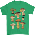 Mushroom Faces Foraging Mycology Mens T-Shirt 100% Cotton Irish Green