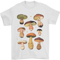 Mushroom Faces Foraging Mycology Mens T-Shirt 100% Cotton White