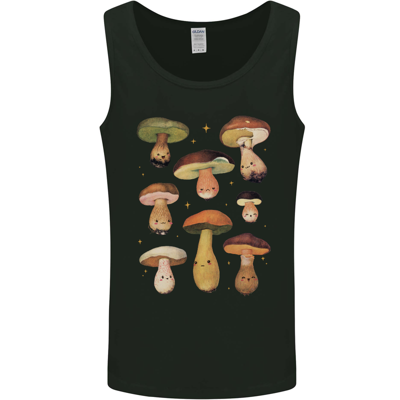 Mushroom Faces Foraging Mycology Mens Vest Tank Top Black