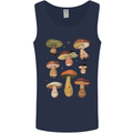Mushroom Faces Foraging Mycology Mens Vest Tank Top Navy Blue