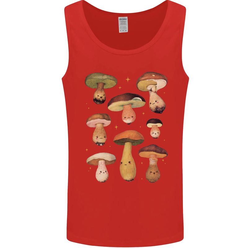 Mushroom Faces Foraging Mycology Mens Vest Tank Top Red