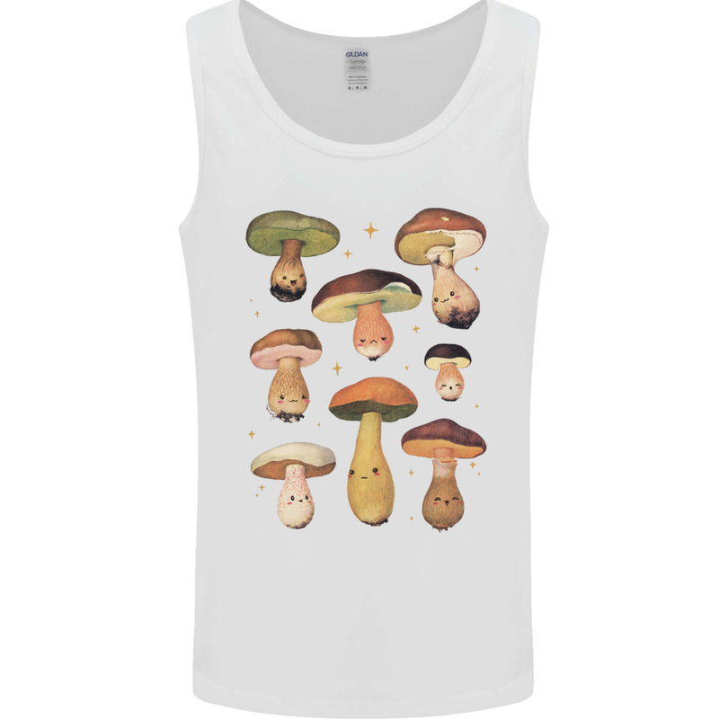 Mushroom Faces Foraging Mycology Mens Vest Tank Top White