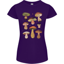 Mushroom Faces Foraging Mycology Womens Petite Cut T-Shirt Purple