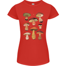 Mushroom Faces Foraging Mycology Womens Petite Cut T-Shirt Red