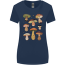 Mushroom Faces Foraging Mycology Womens Wider Cut T-Shirt Navy Blue