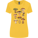Mushroom Faces Foraging Mycology Womens Wider Cut T-Shirt Yellow