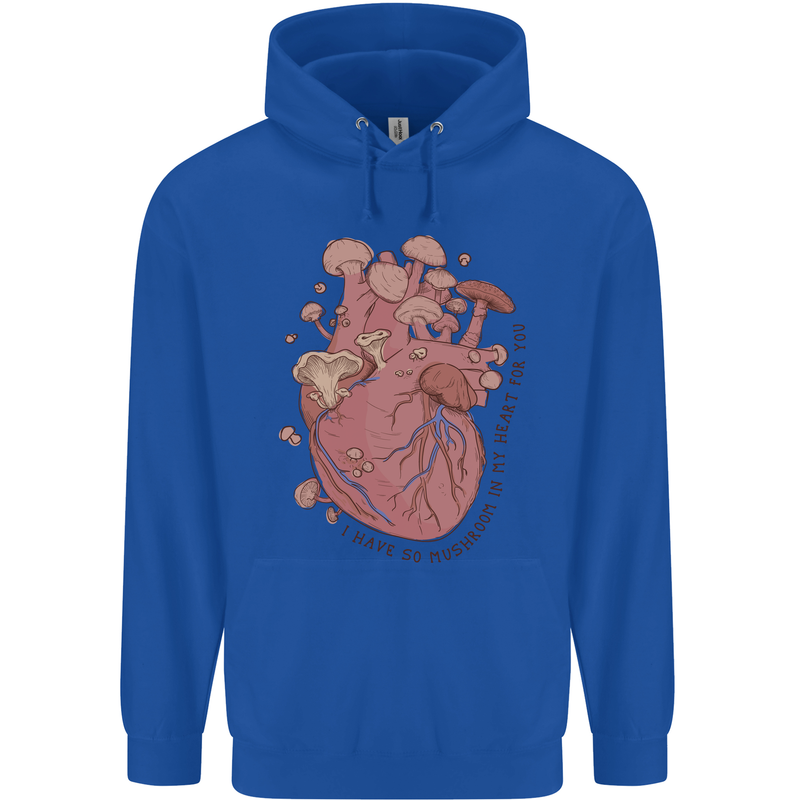 Mushroom Heart Foraging Mycology Childrens Kids Hoodie Royal Blue