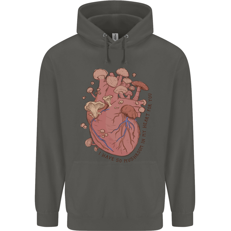 Mushroom Heart Foraging Mycology Childrens Kids Hoodie Storm Grey