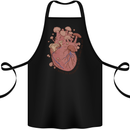 Mushroom Heart Foraging Mycology Cotton Apron 100% Organic Black