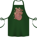 Mushroom Heart Foraging Mycology Cotton Apron 100% Organic Forest Green