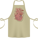 Mushroom Heart Foraging Mycology Cotton Apron 100% Organic Khaki