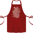 Mushroom Heart Foraging Mycology Cotton Apron 100% Organic Maroon