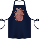 Mushroom Heart Foraging Mycology Cotton Apron 100% Organic Navy Blue
