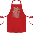 Mushroom Heart Foraging Mycology Cotton Apron 100% Organic Red