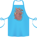 Mushroom Heart Foraging Mycology Cotton Apron 100% Organic Turquoise