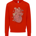 Mushroom Heart Foraging Mycology Kids Sweatshirt Jumper Bright Red