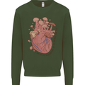 Mushroom Heart Foraging Mycology Kids Sweatshirt Jumper Forest Green