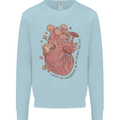 Mushroom Heart Foraging Mycology Kids Sweatshirt Jumper Light Blue