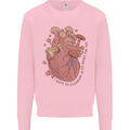 Mushroom Heart Foraging Mycology Kids Sweatshirt Jumper Light Pink