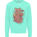 Mushroom Heart Foraging Mycology Kids Sweatshirt Jumper Peppermint