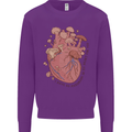 Mushroom Heart Foraging Mycology Kids Sweatshirt Jumper Purple