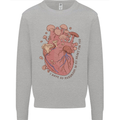 Mushroom Heart Foraging Mycology Kids Sweatshirt Jumper Sports Grey