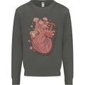 Mushroom Heart Foraging Mycology Kids Sweatshirt Jumper Storm Grey