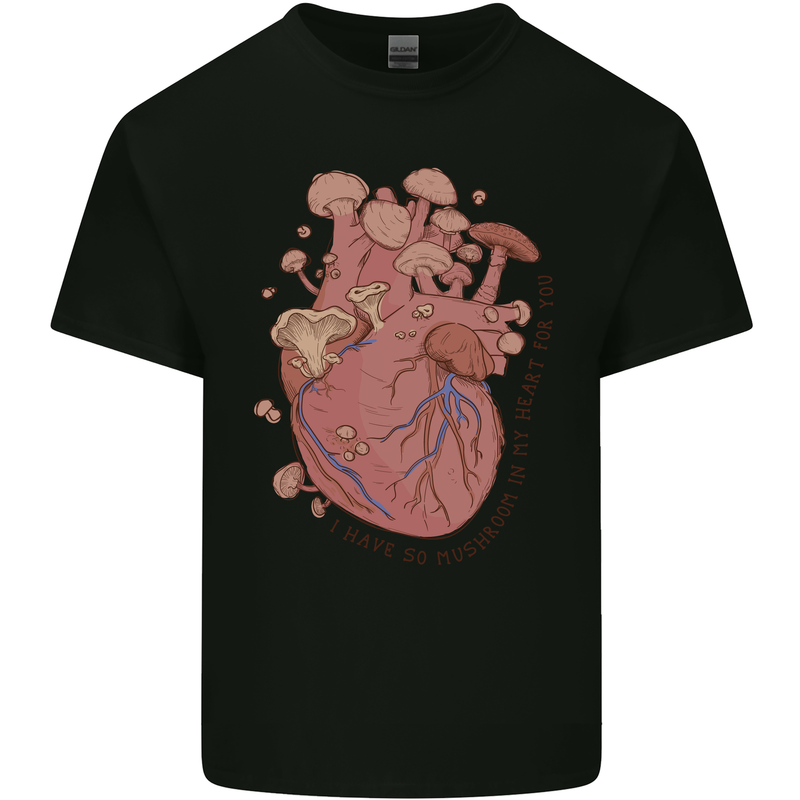 Mushroom Heart Foraging Mycology Kids T-Shirt Childrens Black