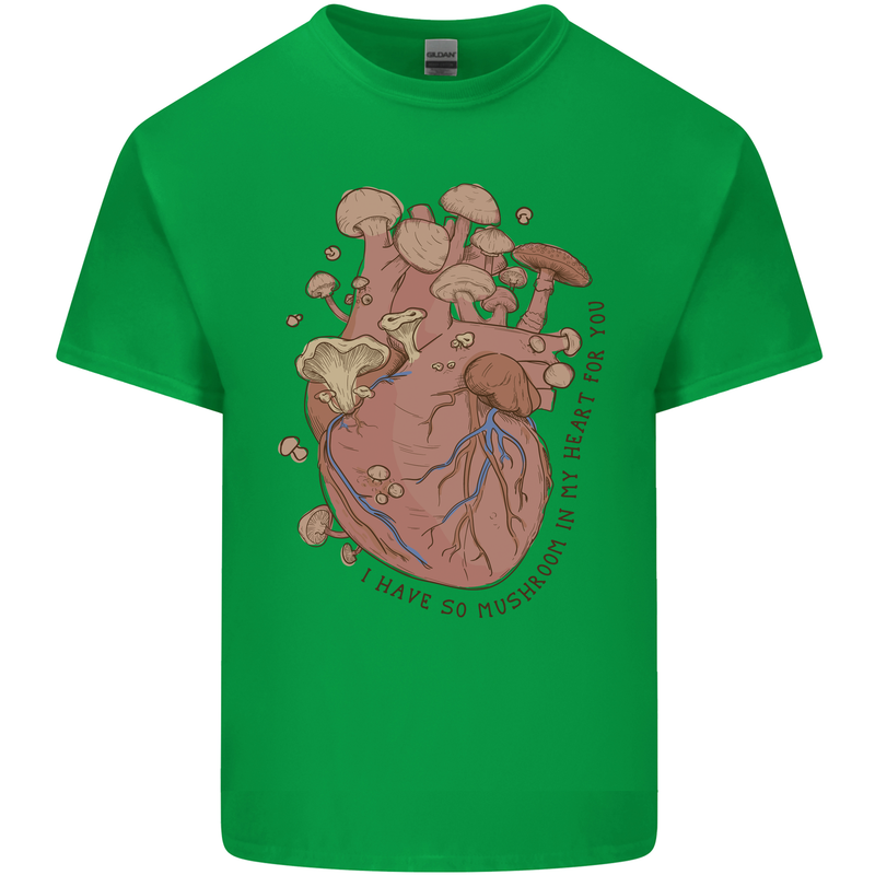 Mushroom Heart Foraging Mycology Kids T-Shirt Childrens Irish Green