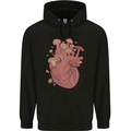 Mushroom Heart Foraging Mycology Mens 80% Cotton Hoodie Black