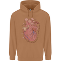 Mushroom Heart Foraging Mycology Mens 80% Cotton Hoodie Caramel Latte