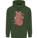 Mushroom Heart Foraging Mycology Mens 80% Cotton Hoodie Forest Green