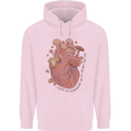 Mushroom Heart Foraging Mycology Mens 80% Cotton Hoodie Light Pink