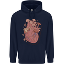 Mushroom Heart Foraging Mycology Mens 80% Cotton Hoodie Navy Blue