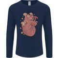 Mushroom Heart Foraging Mycology Mens Long Sleeve T-Shirt Navy Blue