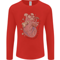 Mushroom Heart Foraging Mycology Mens Long Sleeve T-Shirt Red