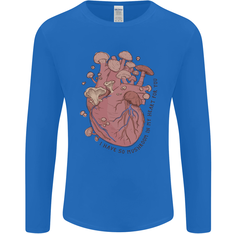 Mushroom Heart Foraging Mycology Mens Long Sleeve T-Shirt Royal Blue