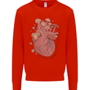 Mushroom Heart Foraging Mycology Mens Sweatshirt Jumper Bright Red