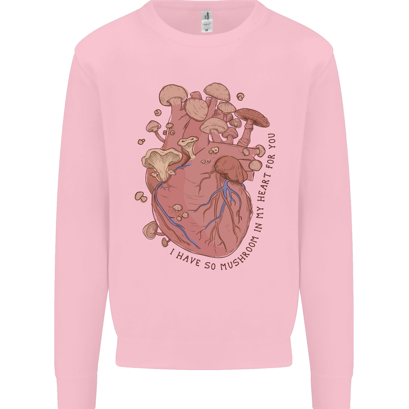 Mushroom Heart Foraging Mycology Mens Sweatshirt Jumper Light Pink