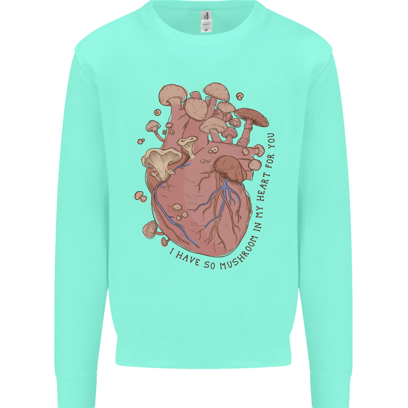 Mushroom Heart Foraging Mycology Mens Sweatshirt Jumper Peppermint