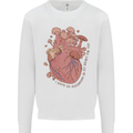 Mushroom Heart Foraging Mycology Mens Sweatshirt Jumper White